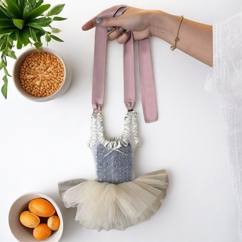 Lace Skirt Ballet Mobile Phone Bag Pearl Chain Hollow Mesh Bag Cute Bow High-end Shoulder Crossbody Bag