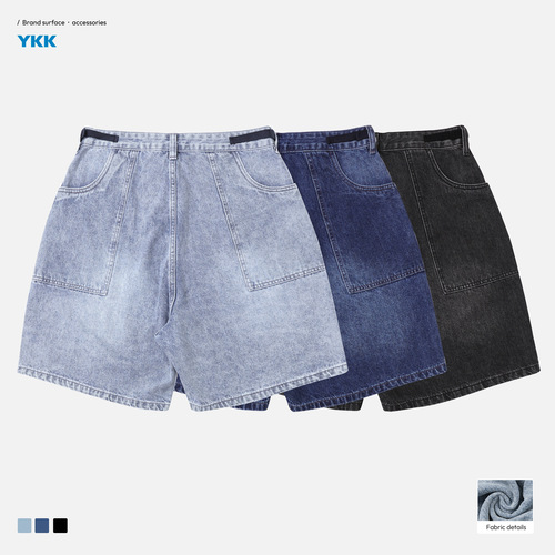 TRS Men's Clothing | 25SS Japanese Retro Washed and Distressed Hand Scuffed Monkey Workwear Pocket Six-Pocket Denim Short