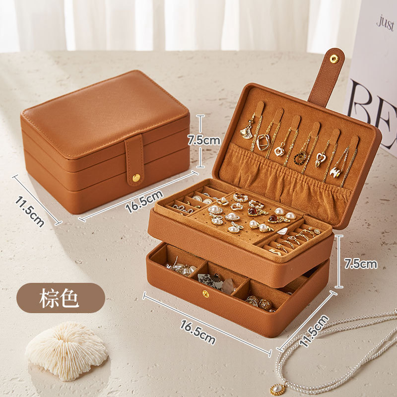 Creativo de múltiples capas caja de joyas pendientes collar de almacenamiento de joyas caja de joyería de cuero de la PU caja de almacenamiento de joyas multifuncional