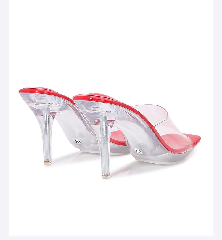 Dép sandal nữ mũi vuông trong suốt gót nhọn hở gót phong cách Âu Mỹ — Màu bạc, Màu hồng, Màu mơ, Màu trắng chi tiết 37