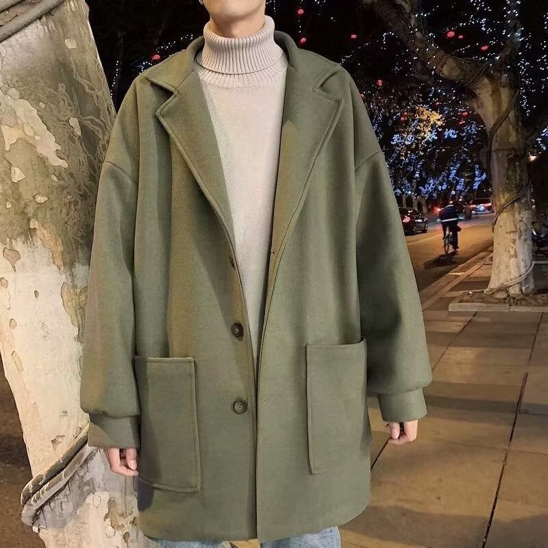 Nuevo abrigo de lana transfronterizo, abrigo de primavera para hombres, abrigo de moda de primavera y otoño, abrigo de moda casual.