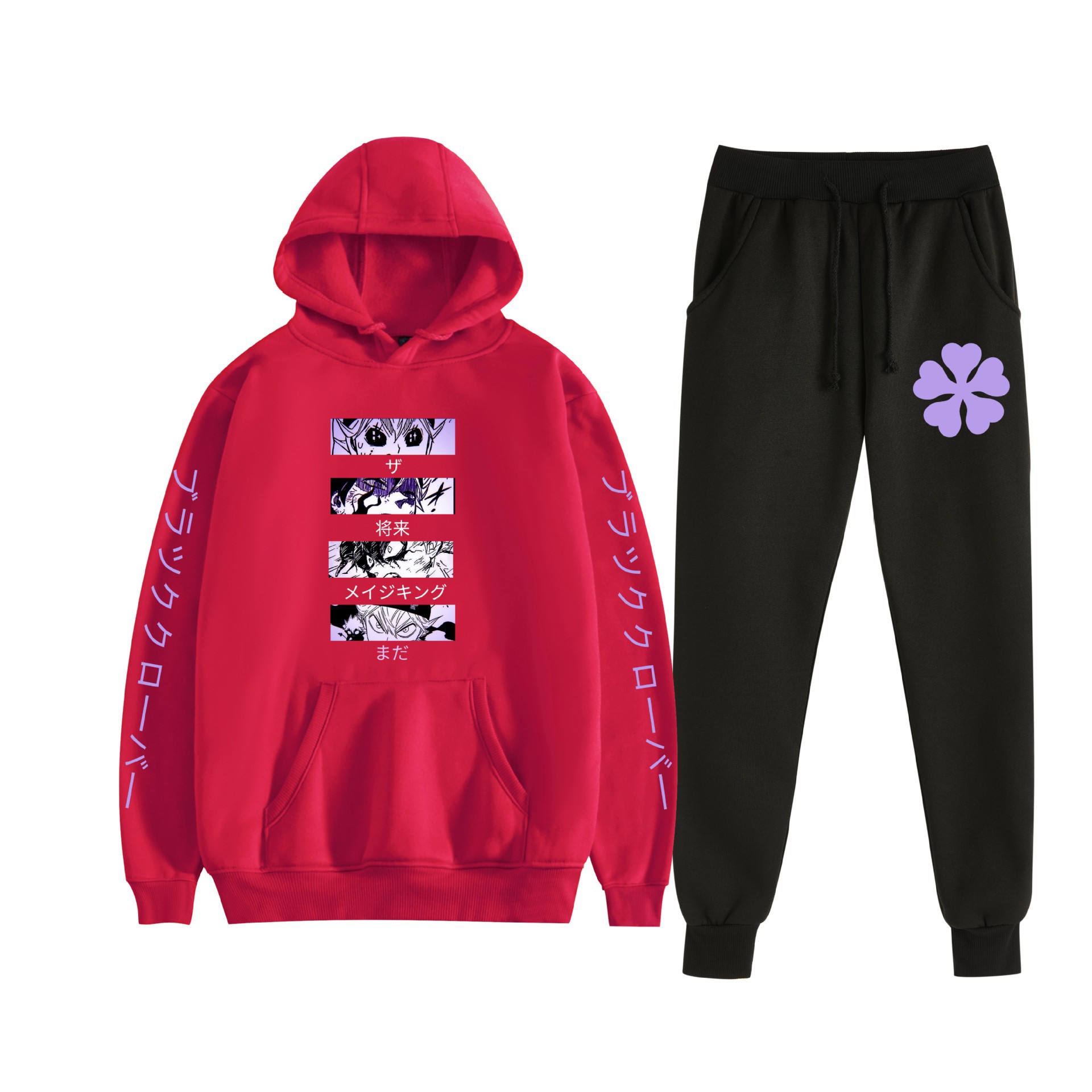 Comercio exterior nuevo estilo riman black trébol de cuatro hojas-Black Clover suéter con capucha corsés traje de dos piezas