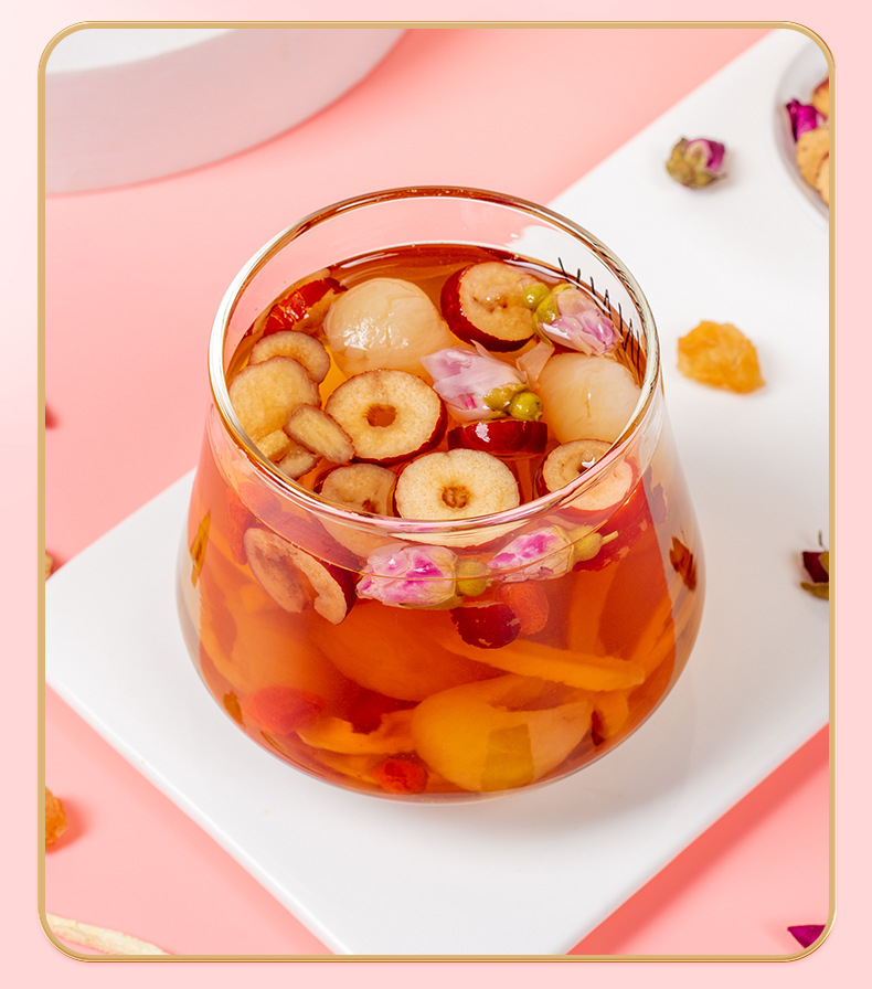 Brown Sugar Ginger Jujube Tea Hong Tang Jiang Zao Cha 150g Boxed Warming Herbal Blend with Longan Goji in use