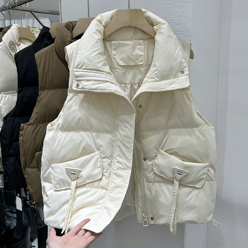 黁белый Down jacket, demi-season short fashionable vest, plus size, western style