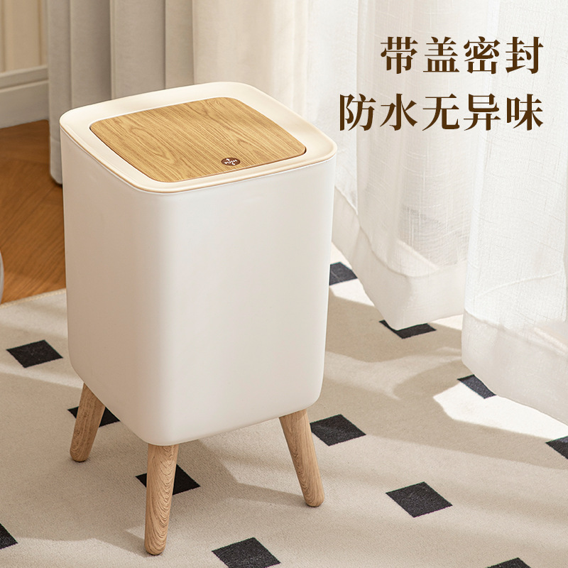 Kitchen Trash Can with Lid, Press Paper Basket, Bathroom Office Large-Capacity Storage Bucket, Creative Style