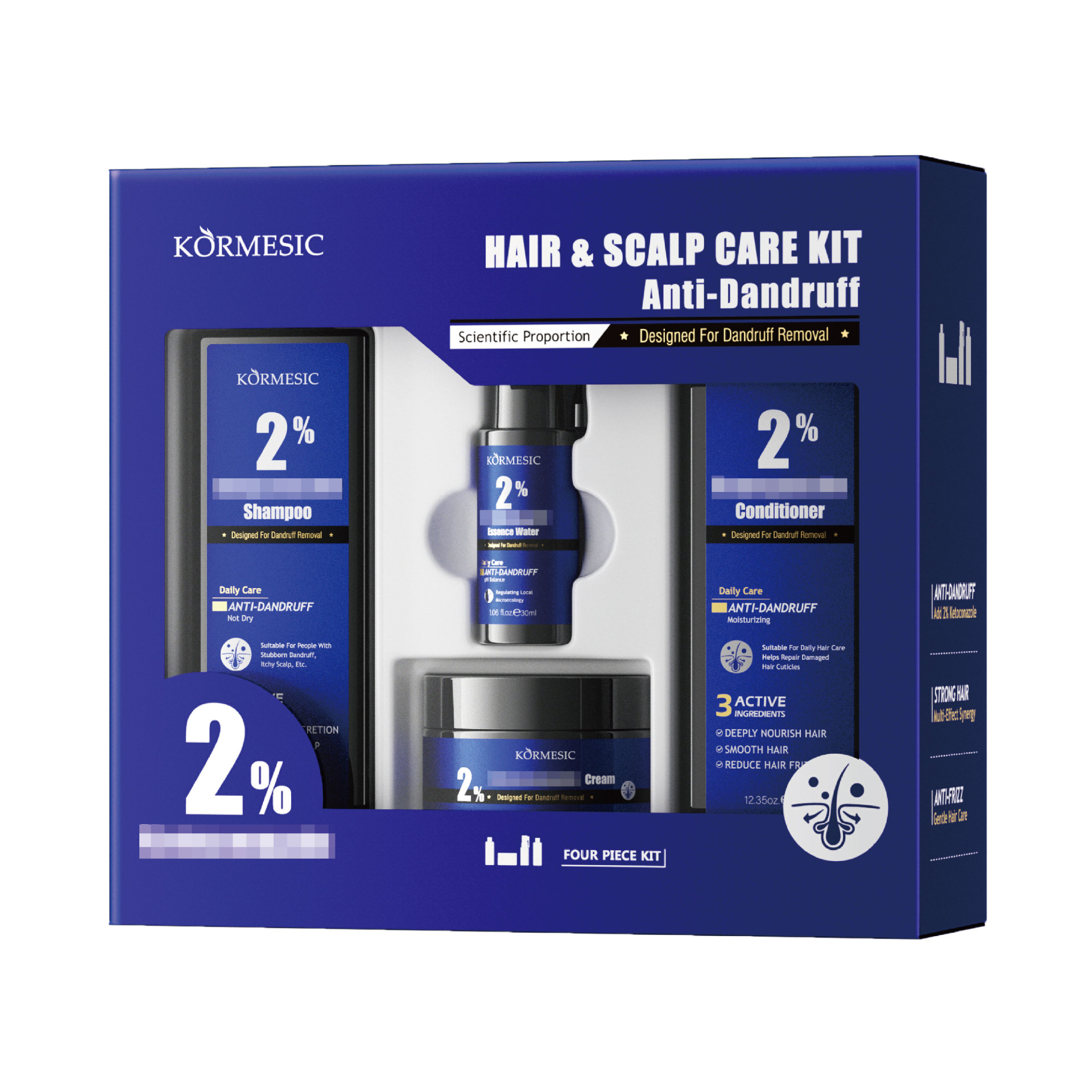 KORMESIC comercio exterior transfronterizo champú caja de protección de cabello limpieza de cabeza fábrica de control de aceite al por mayor paquete completo en inglés