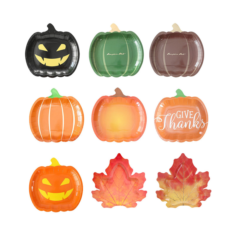 Cross-border disposable paper plates for harvest festival party tableware, Thanksgiving plates, Halloween party pumpkin-shaped plates