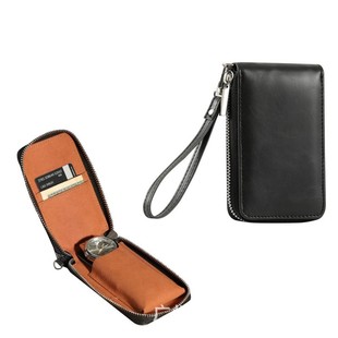 Foreign Trade Hot Selling Top Layer Cowhide Zipper Watch Box Men's and Women's Simple Cowhide Belt Wrist Rope Watch Storage Bag