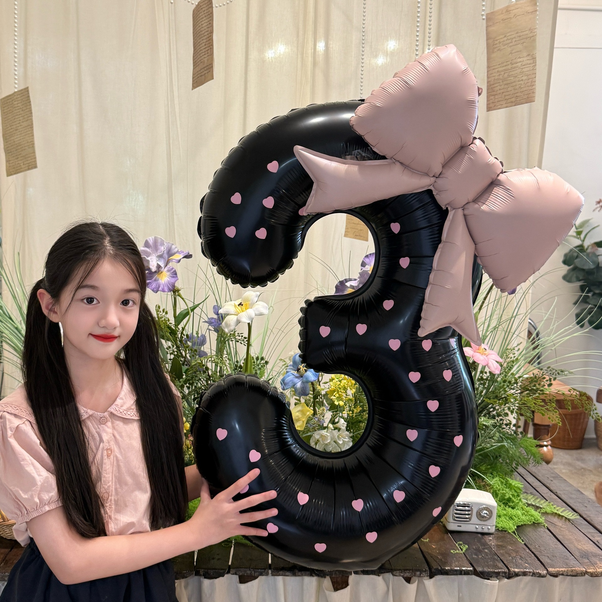 Large Number Bow Decoration 40 Inch Black For Birthday Photos And Baby's First Birthday Party Scene Decoration_voghion.com