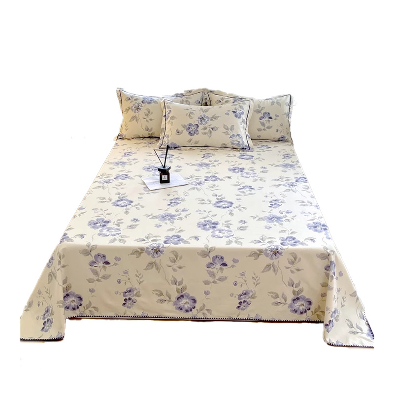 Sábana de tela gruesa vieja de algodón puro pieza única 100 algodón verano sensación fresca dormitorio funda de almohada individual juego de tres piezas 2