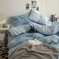 日式套件 無印風四件套 雙拼被套學生宿舍純色床單被罩床笠三件套
