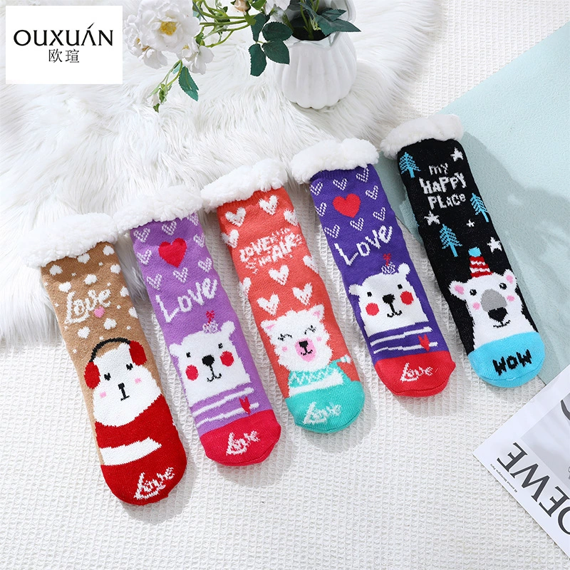 Женские осенние и зимние носки для пола, зимние носки, утолщенные на флисовой подкладке, домашние носки для сна, ковровые носки, поставка производителей