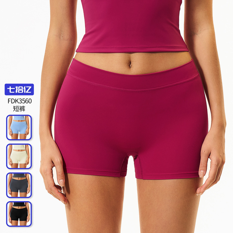 European and American Style Yoga Pants for Women, Low-Waist, Butt-Lifting, Sports Running Yoga Shorts, Peach Butt Fitness Shorts 3560