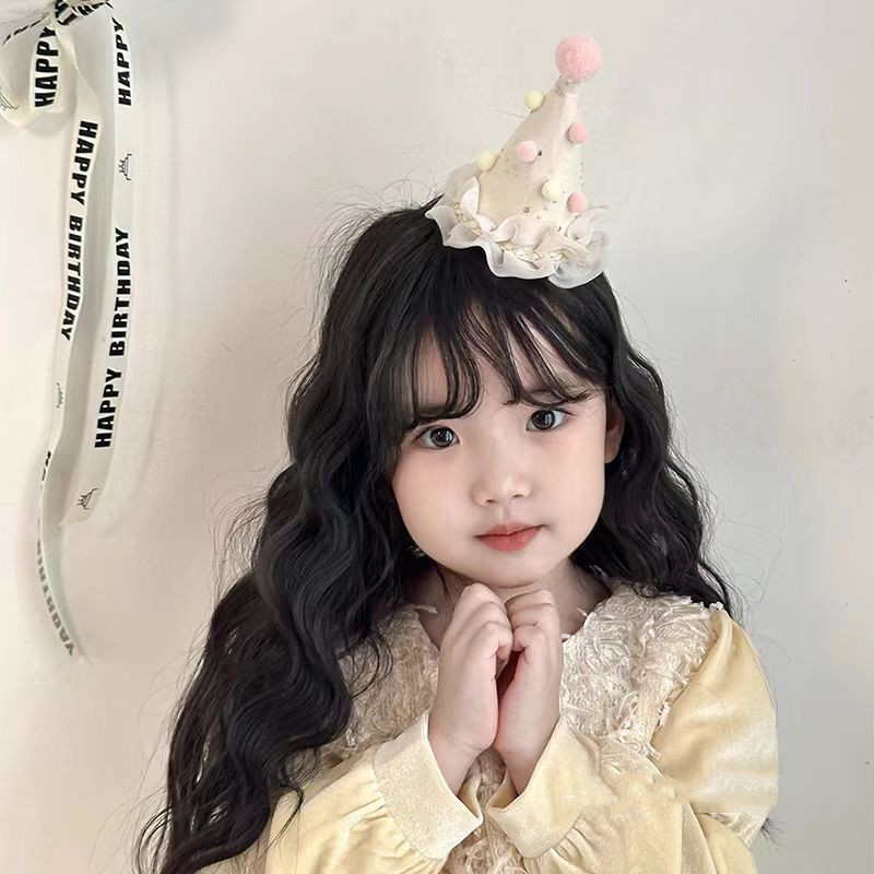 헤어볼 골드 도트 생일 모자 머리핀