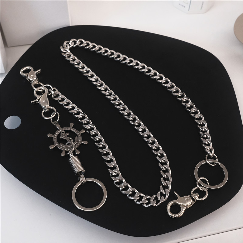 New Punk Hip-Hop High Street Motorcycle National Trend American Retro Silver Anchor Money Clip Belt