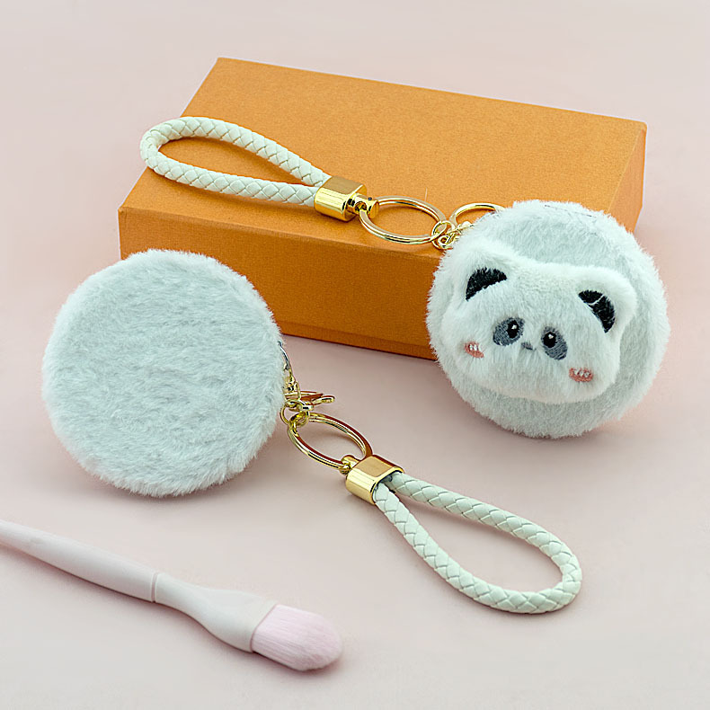 新しい小さなミラーポータブル化粧鏡折りたたみハンドヘルドキーホルダーぬいぐるみミニポータブルミラー布ミラー|undefined