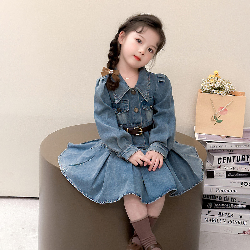 女童牛仔连衣裙春秋款2025新款儿童韩版时尚小女孩公主裙小童秋装|undefined