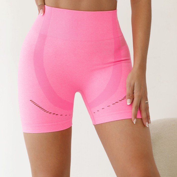 Cross-Border Seamless High-Waisted Peach-Lift Pilates Yoga High-Elastic Mesh Quick-Drying Running Fitness Cycling Shorts