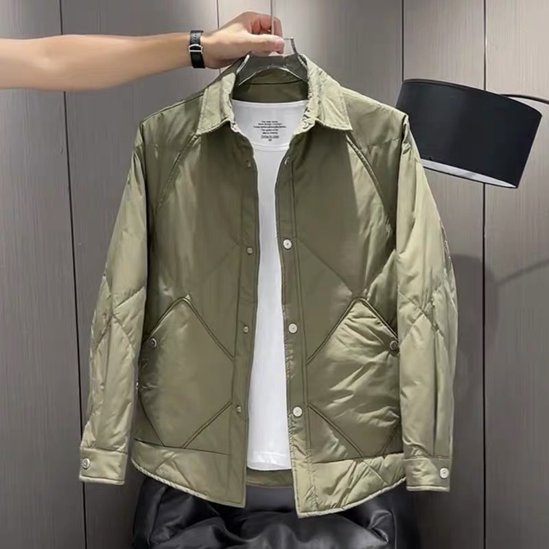 Lightweight down Jacket for Men 2025 Winter New High-End Stylish Diamond Pattern Lapel Jacket Warm Casual Coat for Men