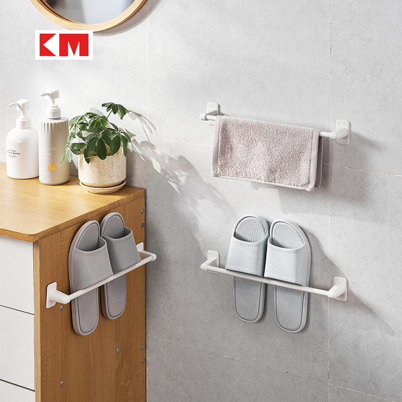 Km 1096 Minimalist Towel Rack Bathroom Storage Rack Punch-Free Towel Hanging Rod Bath Towel Rack Slipper Hanger