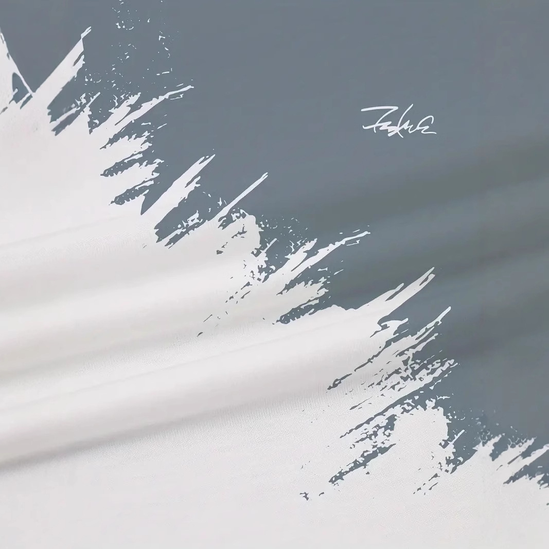 Moda y simple eslogan de color de contraste estampado 3D de los hombres verano calle suelta transpirable manga corta manga corta cuello redondo camiseta