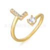 Fashionable accessory, zirconium, ring with stone with letters, wedding ring, European style