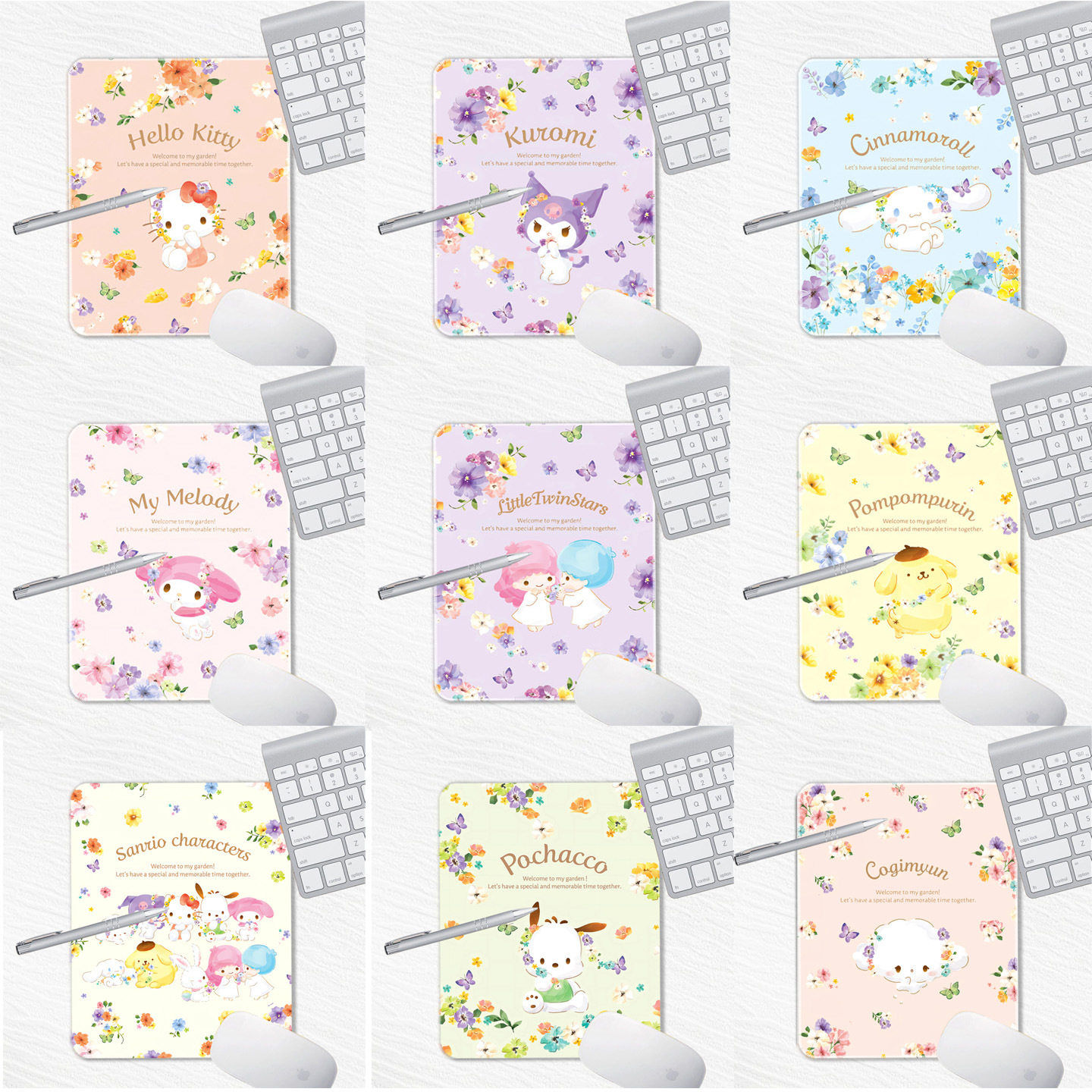 2025sanrio花园系列滑鼠垫小麦粉精灵mouse pad 双子星鼠标垫pc狗
