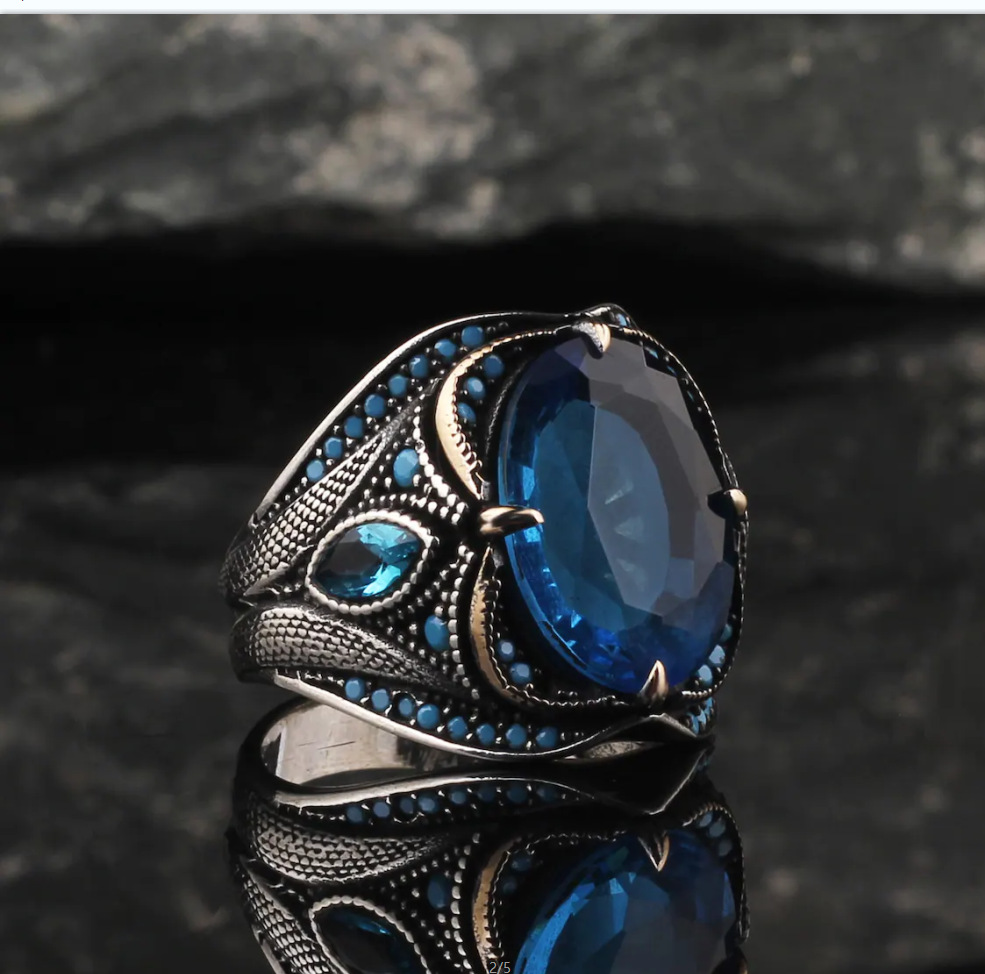 Street Occasion Retro Punk Geometric Alloy Plating Inlay Artificial Gemstones Men's Rings