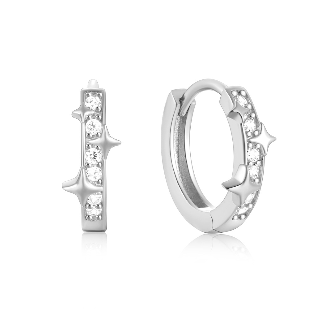 4g Weight 925 Sterling Silver Ear Needle Material Zircon Inlay Material Earrings Classification 1 Pair Quantity Daily, Street Occasion 925 Sterling Silver Material Star Pattern Women's Gender Plating, Inlay Design Simple Style Style 1 Pair 925 Sterling Silver Zircon Star Earrings 10