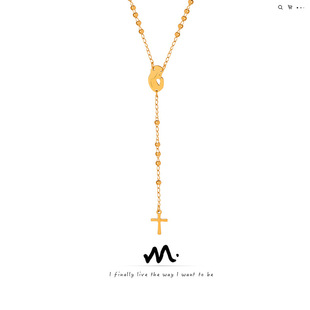 European and American New Retro Light Luxury Niche Design Sense High Sense Titanium Steel Gold Plated Tassel Woolen Chain Necklace Jewelry for Women