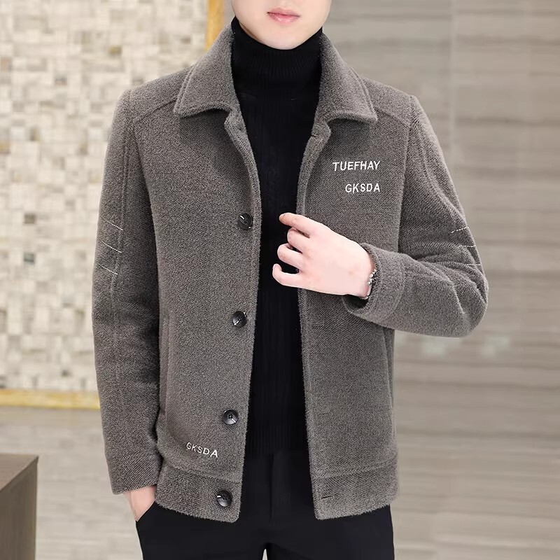 New Men's Woolen Coat Short Autumn and Winter Woolen Coat Men's Thickened Jacket Top High-end Casual Coat