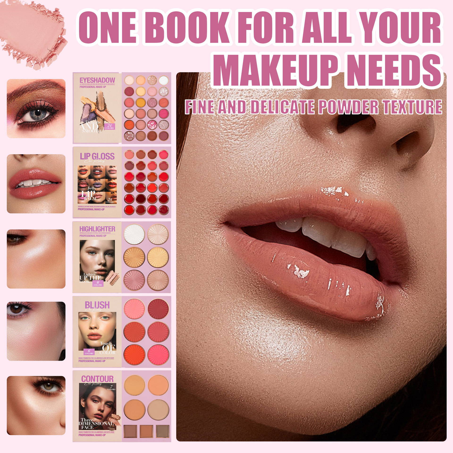 Cross-border bestseller: 67-color makeup palette, five-layer flip book eyeshadow palette, matte pearlescent blush, contour and highlight in one piece undefined
