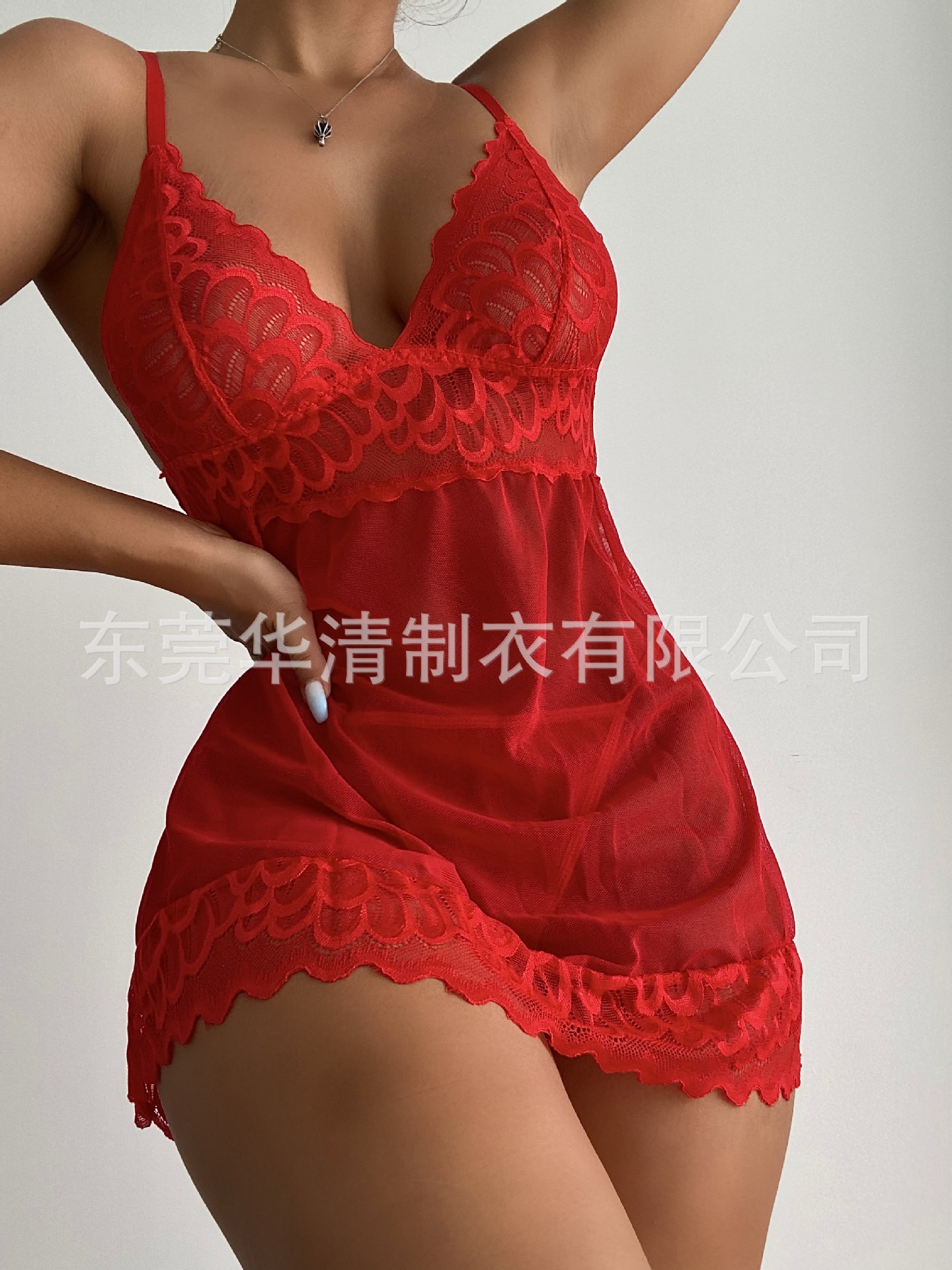 Internet celebrity style red lace sexy l...