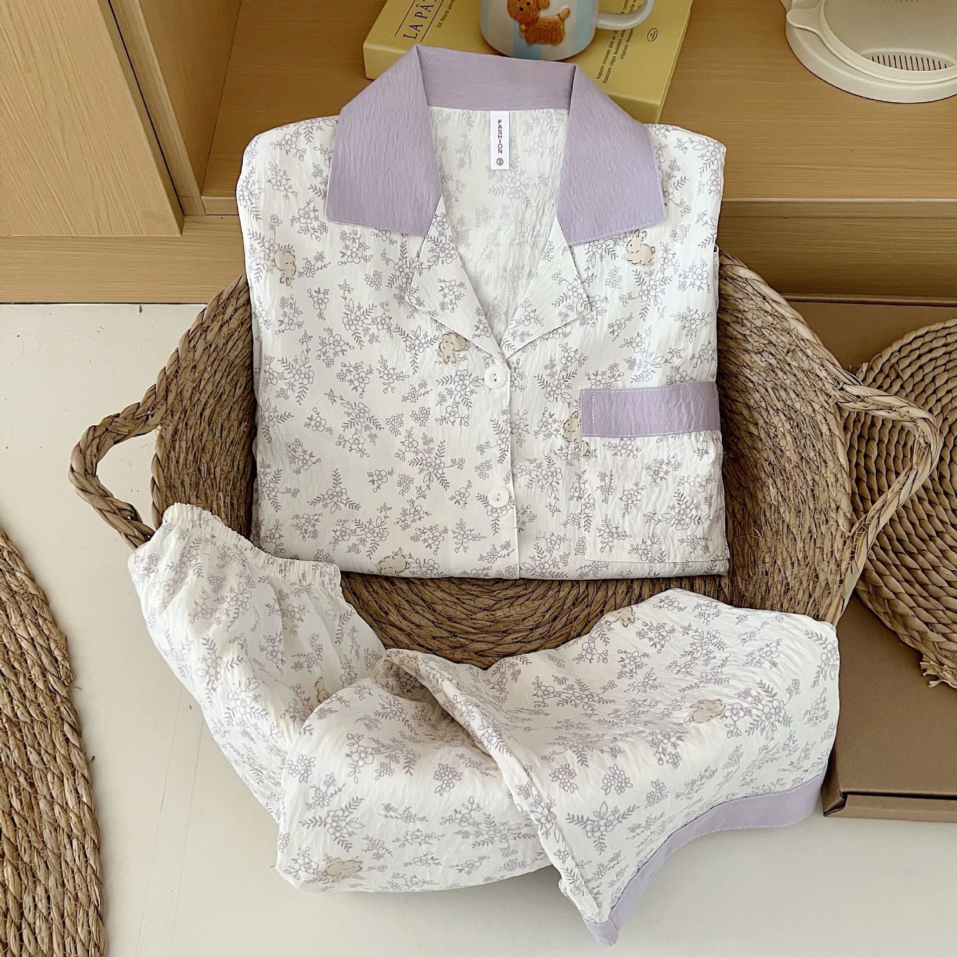 Al por mayor transfronterizo primavera y otoño dulce dibujos animados nubes de algodón pantalones de manga larga pijamas de niñas vestidos de hogar