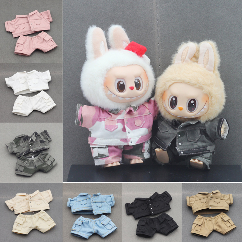 17cm Rab Blind Box Pendant Doll Coat One, Two and Three Generation Macarons Doll Denim Coat Jacket