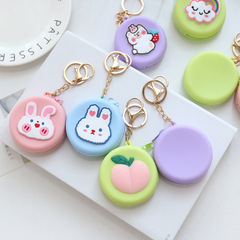 Cute Cartoon Round Silicone Coin Purse & Data Cable Organizer for Girls, Perfect as Bag Charm or Access Control Key Case