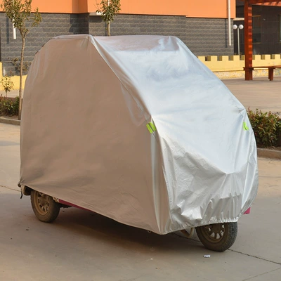 Car clothing — tricycle rainproof car cover four-wheel - 22m-12m-17m-dupont-large-square-grid-side-zipper-key-lock