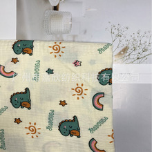 全棉双层纱布 印花卡通动物布料 婴儿纱布 婴童服装睡衣毯子面料