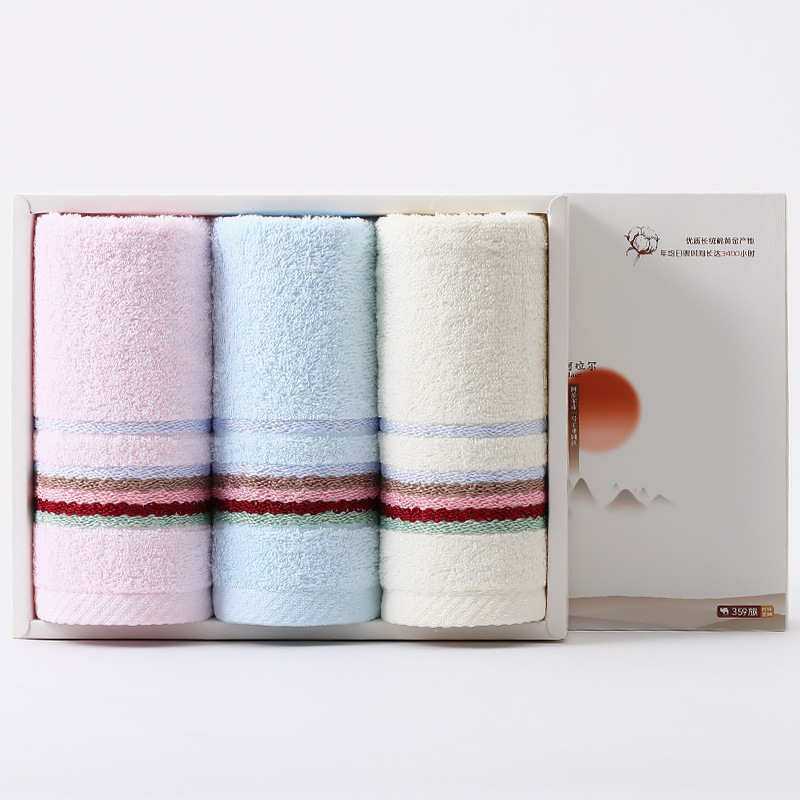 Jieliya Toalla de algodón puro tres Cajas de Regalo boda reunión actividades boda espalda mano regalo GRUPO DE LA EMPRESA Toalla de compra