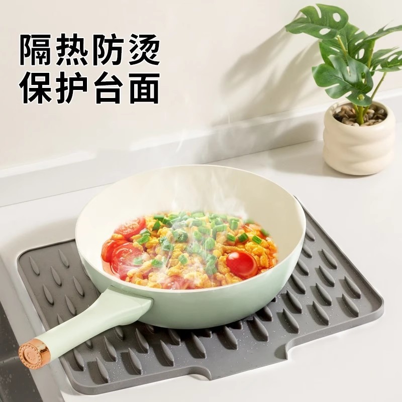 カウンタートップ傾斜シリコン排水マットシンク火傷防止断熱ポットマットキッチン果物と野菜の食器水フィルター乾燥マット卸売|undefined