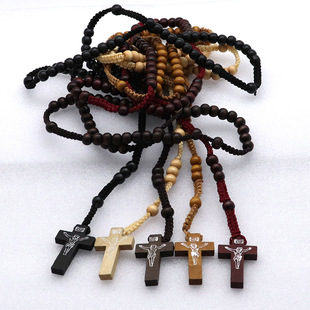 Special Price Five-Color Spot Cross-Border Supply 59 Rosary Beads 8mm Wooden Beads Jewelry Necklace DIY Handmade Bead Jewelry