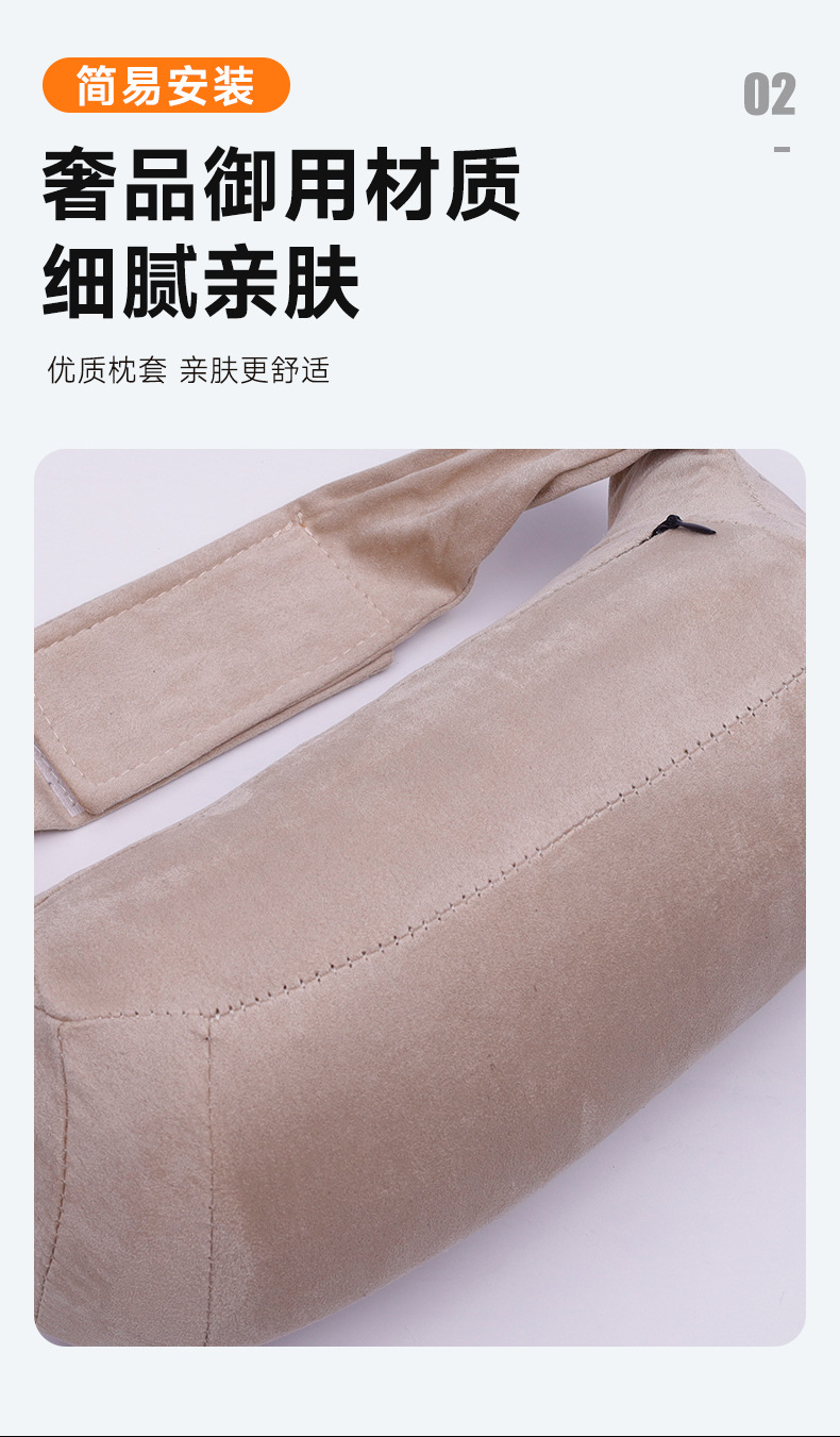 Universal car neck pillow with magic tape, suede neck pillow, elastic cotton round U-shaped car headrest