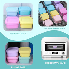 宝宝带盖辅食盒子硅胶餐具简约儿童套装可蒸煮保鲜冷冻冰格储存盒