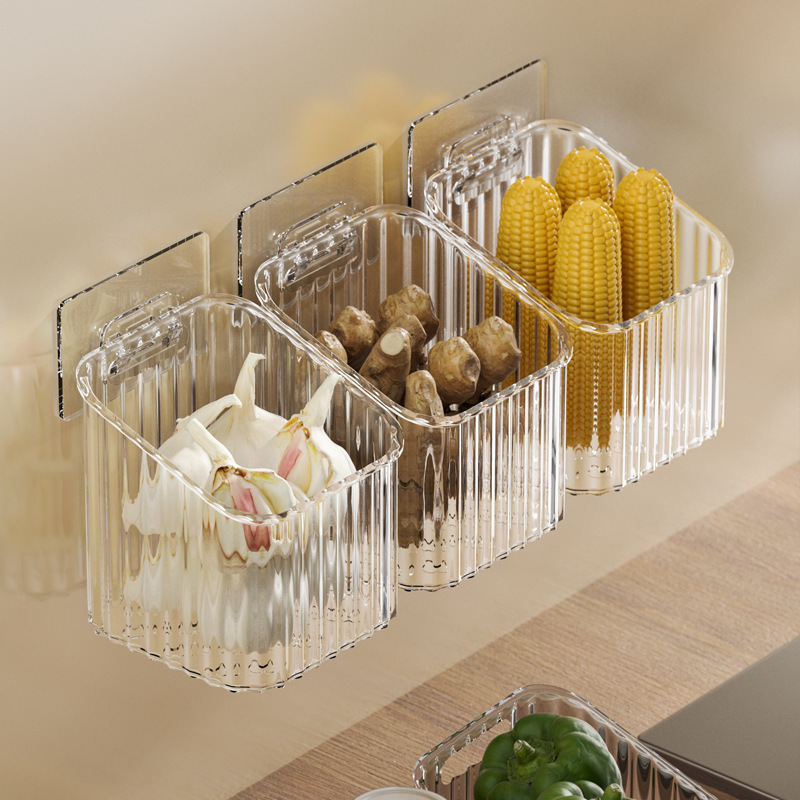 Kitchen Onion, Ginger, and Garlic Storage Basket Rack, Bathroom Hanging Basket, Wall-Mounted Plastic Storage Basket, Storage Box