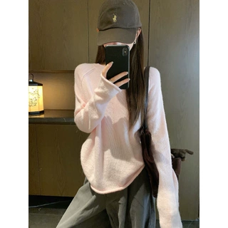 乔米STUDIO 慵懒松弛羊毛混纺圆领宽松休闲显瘦秋冬毛衣针织上衣