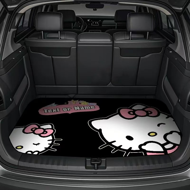TEMU branded and shipped cute Hello Kitty car trunk mat, dirt-resistant, dust-proof, non-slip, easy to maintain car floor mat