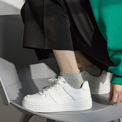 Spring and Autumn New Style White Shoes Women's Air Force One Sneakers Student Casual Lace Up Fashion Shoes Live Delivery