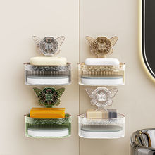 蝴蝶吸盘肥皂盒免打孔壁挂式家用卫生间双层加厚香皂盒沥水置物架
