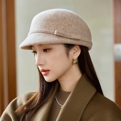 赫本风羊毛呢妈妈渔夫帽子女秋冬季高级感法式优雅复古小香风盆帽