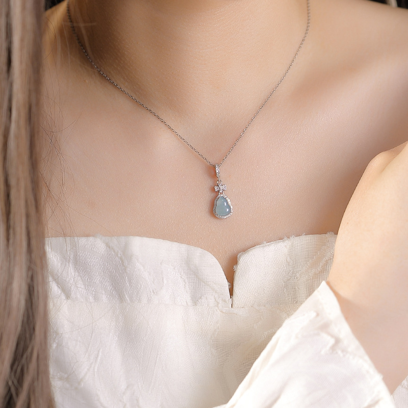 Mặt dây chuyền bạc S925 hình nai ngọc bích phong cách trẻ trung — Mặt dây chuyền đơn (không có dây chuyền)